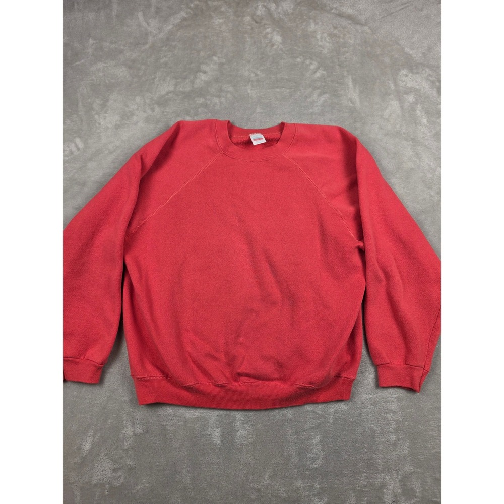 Vintage Tultex Sweatshirt Women L Red Raglan Sleeve Sweats Appeal Made in USA